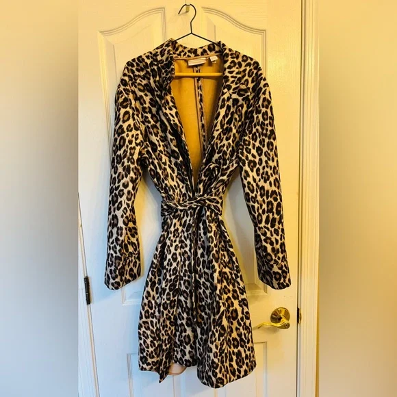 Chico’s Leopard Pattern Coat w/ Belt Women’s Size 2 Statement Bold RN #79984 - Picture 2 of 13